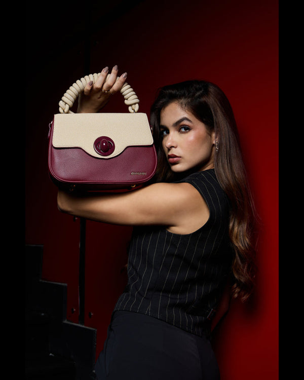 Eclipse Premium Vegan Knitted Handbag (burgundy)