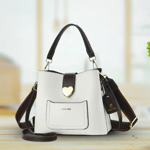 The Heart Locked Dual-Strap Handbag (White)
