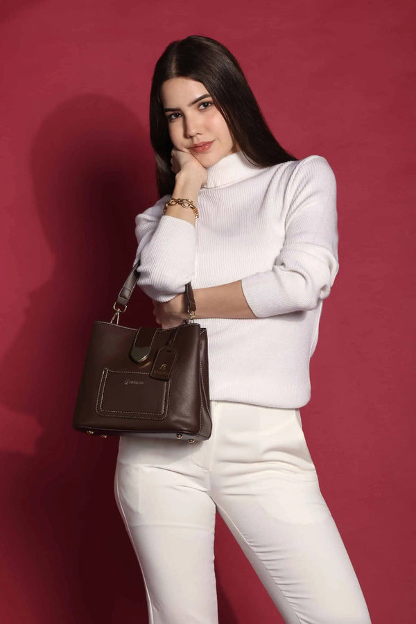 The Heart Locked Dual-Strap Handbag (Brown)
