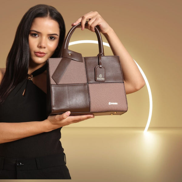 Quadra Luxe Premium Vegan Leather Tote Set (brown)