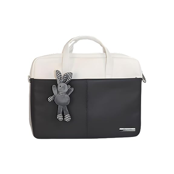 Apex PU Leather Laptop Bag with Strap (Gray& White)