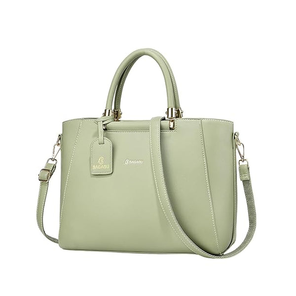 Verona Structured Vegan Leather Work Bag (Pastel Green)