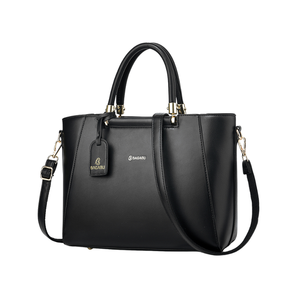 Verona Structured Vegan Leather Work Bag (Black)
