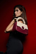 Bagabu Luxe Rope Handle Satchel Bag with Wallet (Burgundy)