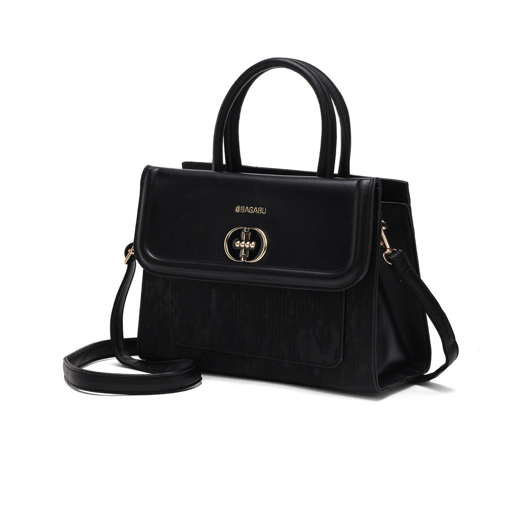 Meadow, Medium Vegan Leather Handbag (black)
