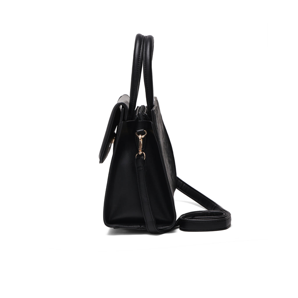Meadow, Medium Vegan Leather Handbag (black)