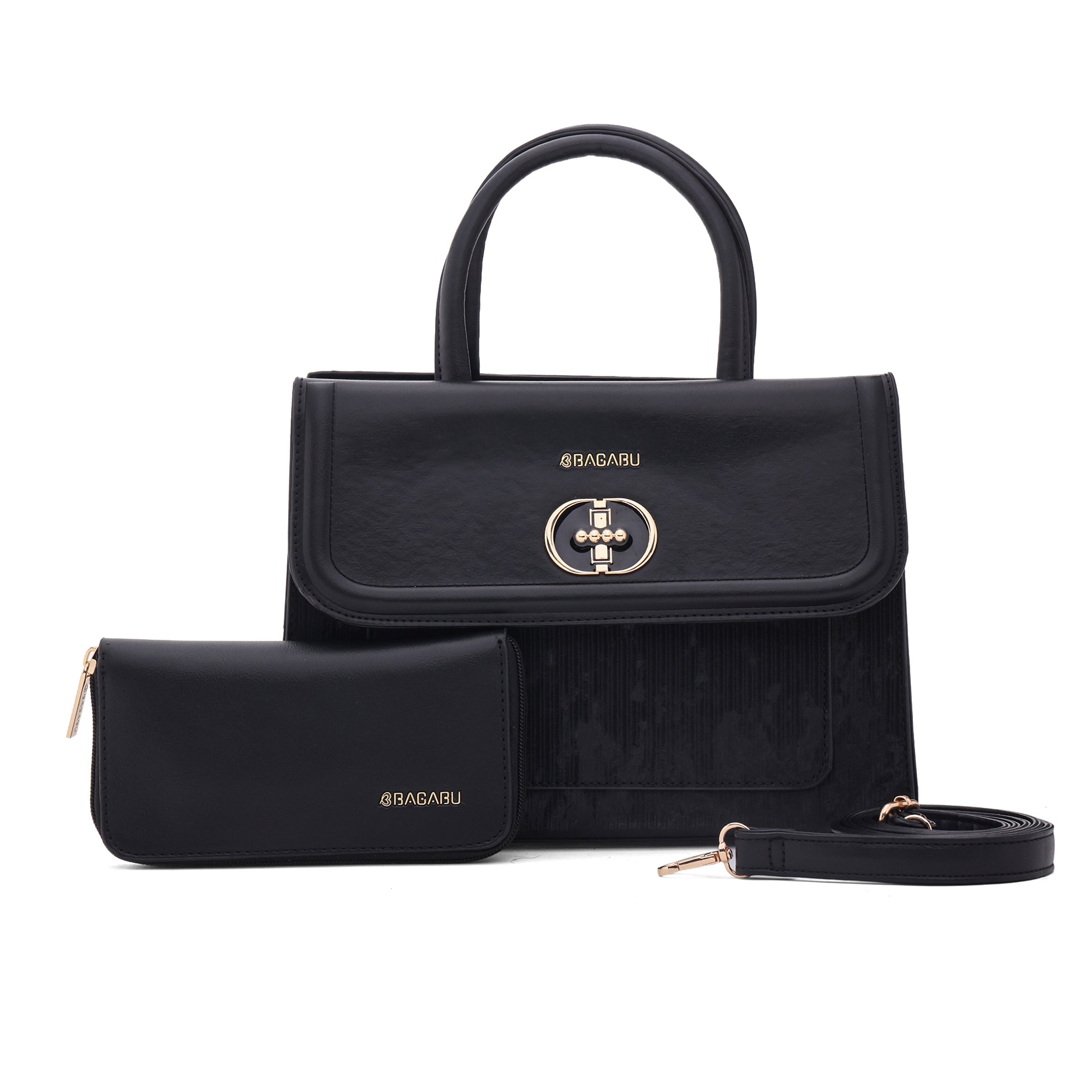 Meadow, Medium Vegan Leather Handbag (black)