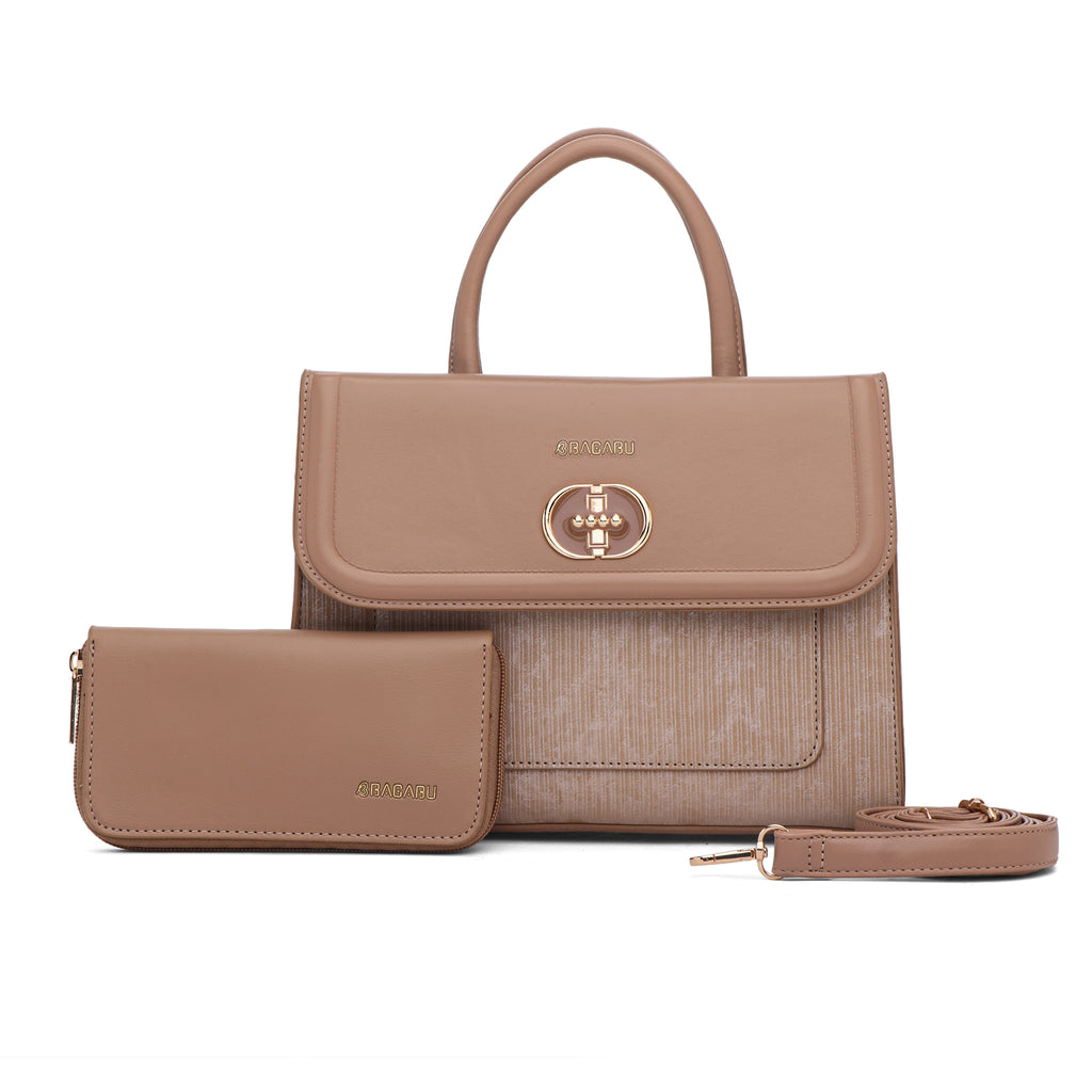Meadow, Medium Vegan Leather Handbag (beige)