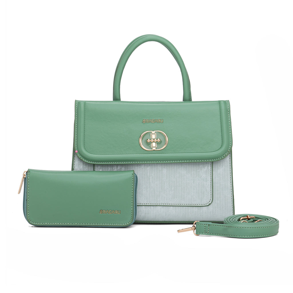 Meadow, Medium Vegan Leather Handbag (green)