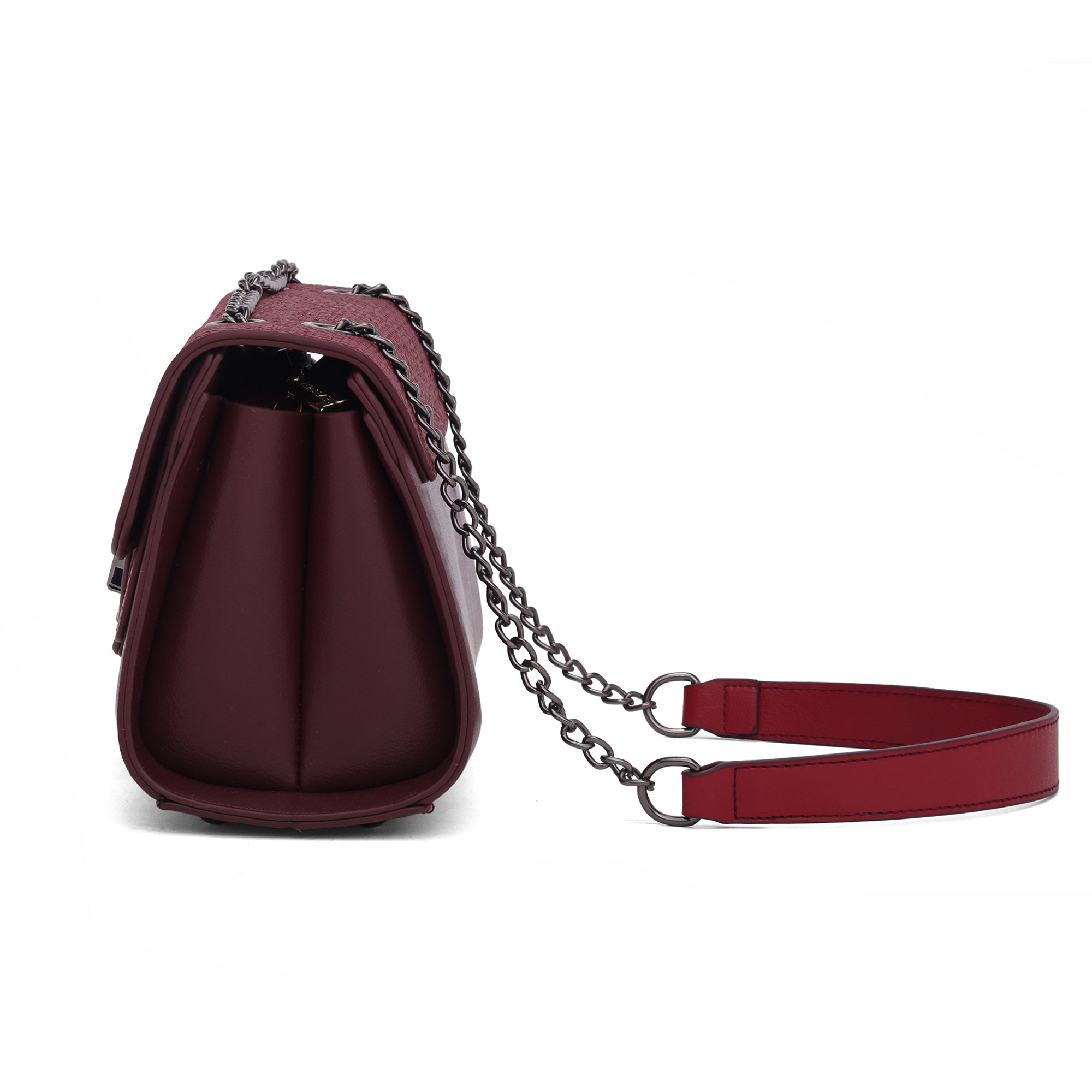 Weave Textured Vegan Leather Premium Handbag (burgundy)