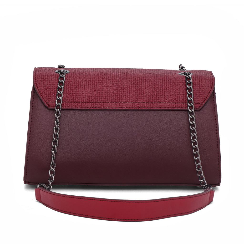 Weave Textured Vegan Leather Premium Handbag (burgundy)