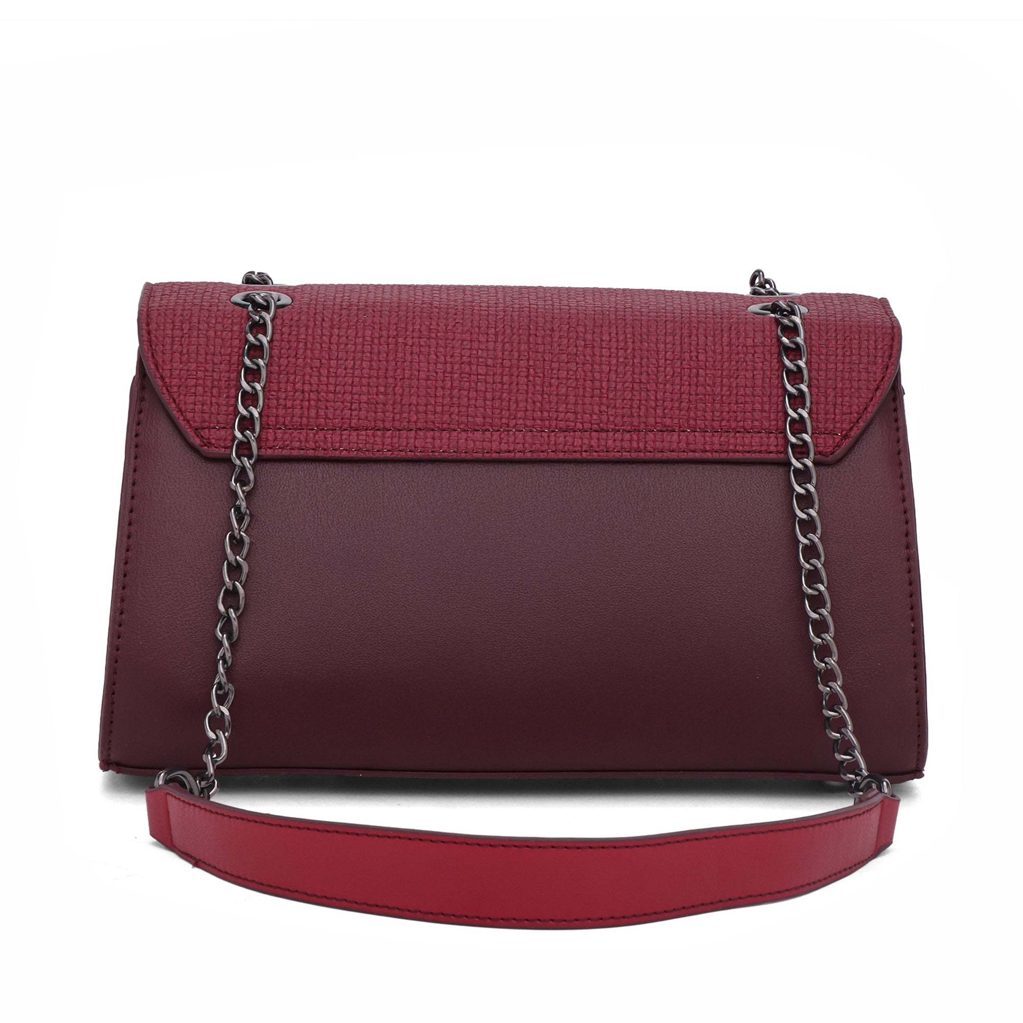 Weave Textured Vegan Leather Premium Handbag (burgundy)