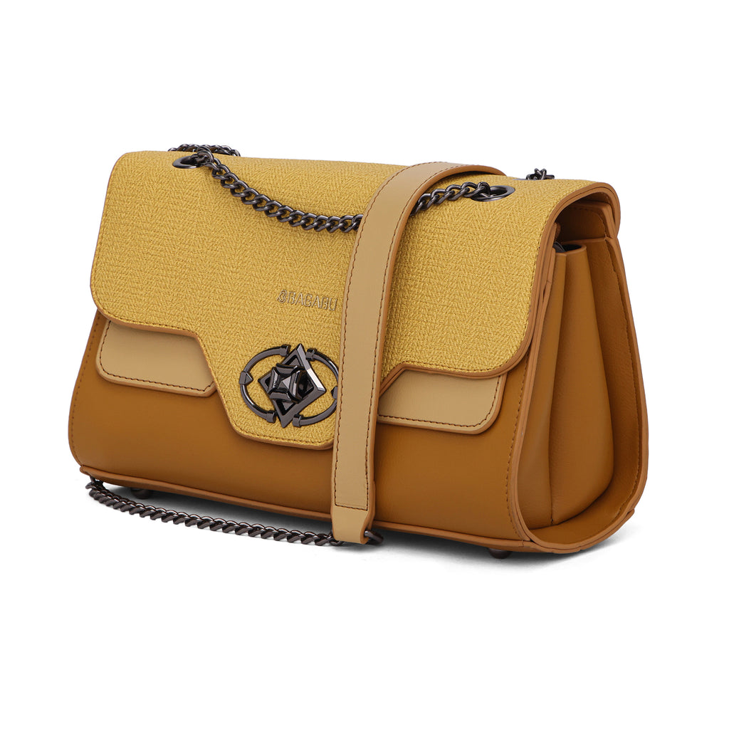 Weave Textured Vegan Leather Premium Handbag (yellow)