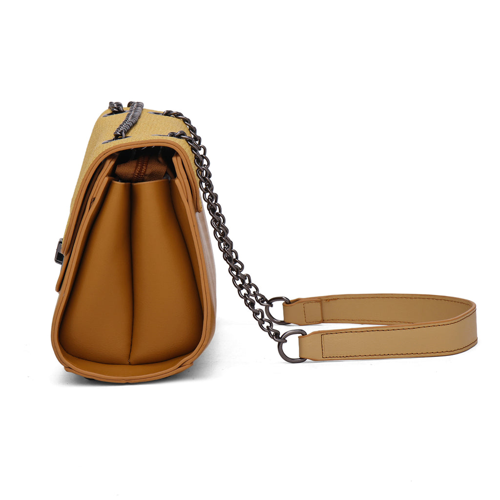 Weave Textured Vegan Leather Premium Handbag (yellow)
