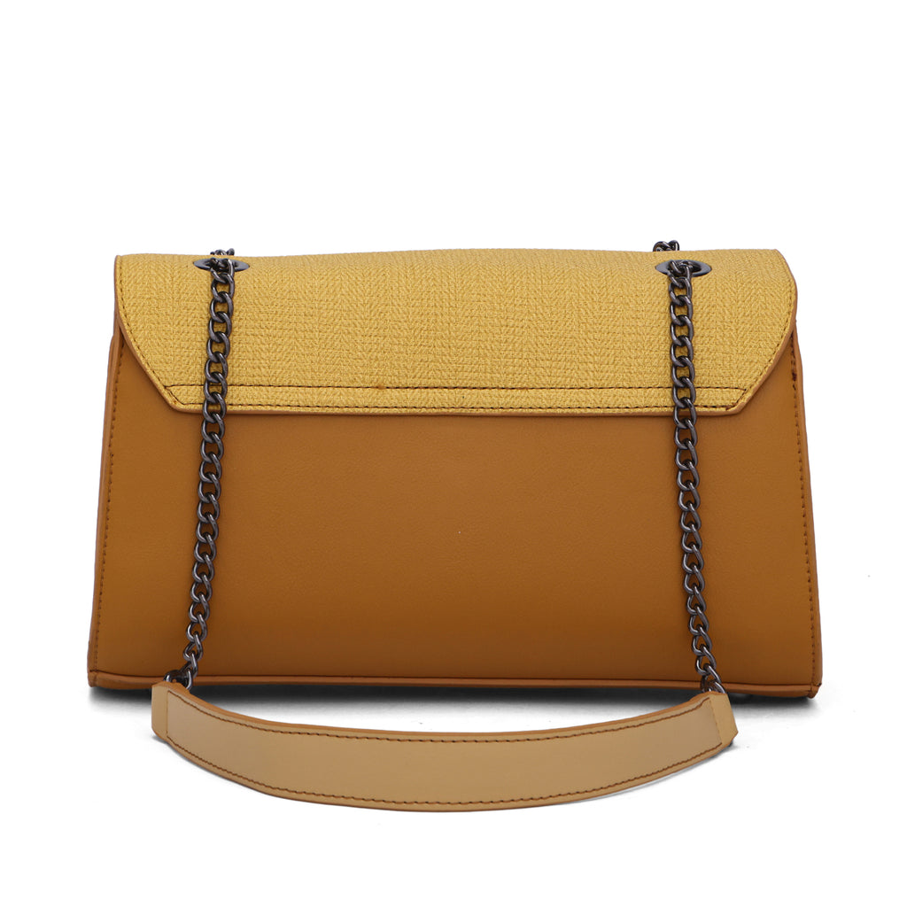Weave Textured Vegan Leather Premium Handbag (yellow)