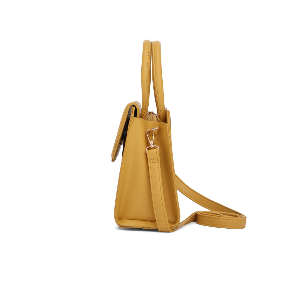 Meadow, Medium Vegan Leather Handbag (yellow)