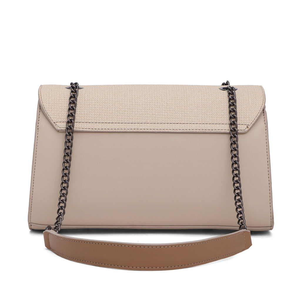 Weave Textured Vegan Leather Premium Handbag (beige)
