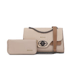 Weave Textured Vegan Leather Premium Handbag (beige)