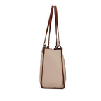 Carryall Spacious Linen Fabric Handbag (Beige & Brown)