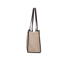 Carryall Spacious Linen Fabric Handbag (Beige & Coffee)