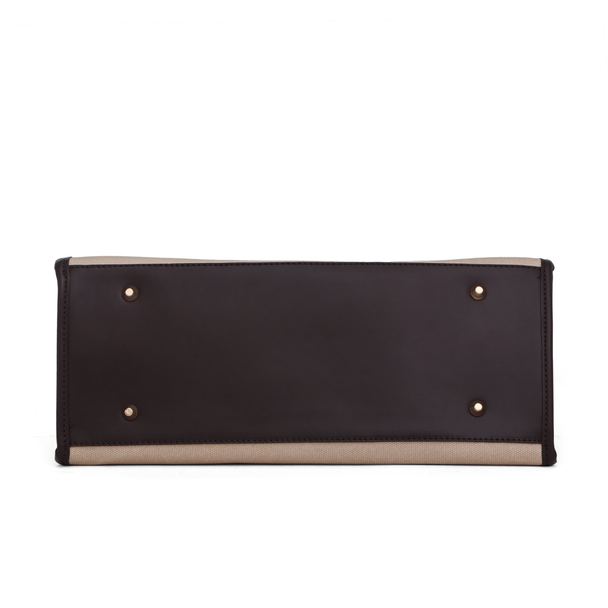 Carryall Spacious Linen Fabric Handbag (Beige & Coffee)
