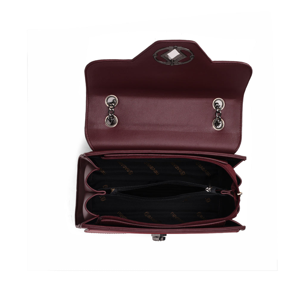 Weave Textured Vegan Leather Premium Handbag (burgundy)