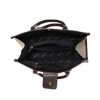 Carryall Spacious Linen Fabric Handbag (Beige & Coffee)