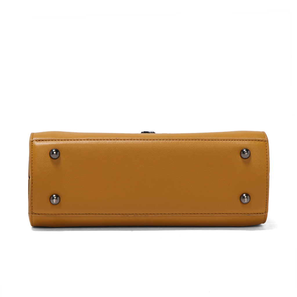 Weave Textured Vegan Leather Premium Handbag (yellow)