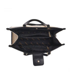 Carryall Spacious Linen Fabric Handbag (Beige & Black)