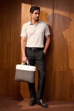 Apex PU Leather Laptop Bag with Strap (Gray& White)