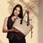 Elara Vegan Leather Tote Bag (Khaki)