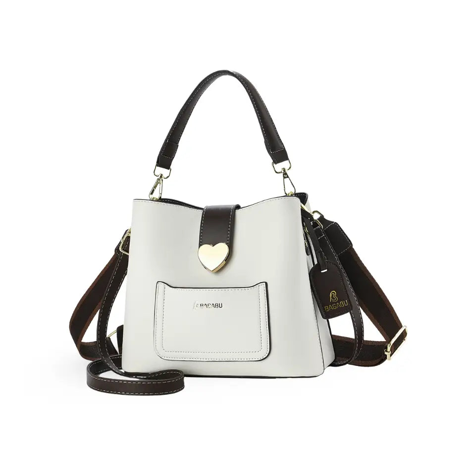 The Heart Locked Dual-Strap Handbag (White)