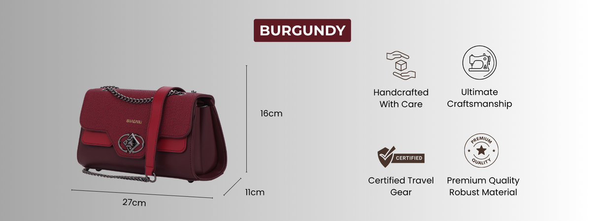 Bagabu Elegance Chain Shoulder Bag for Women (Burgundy)
