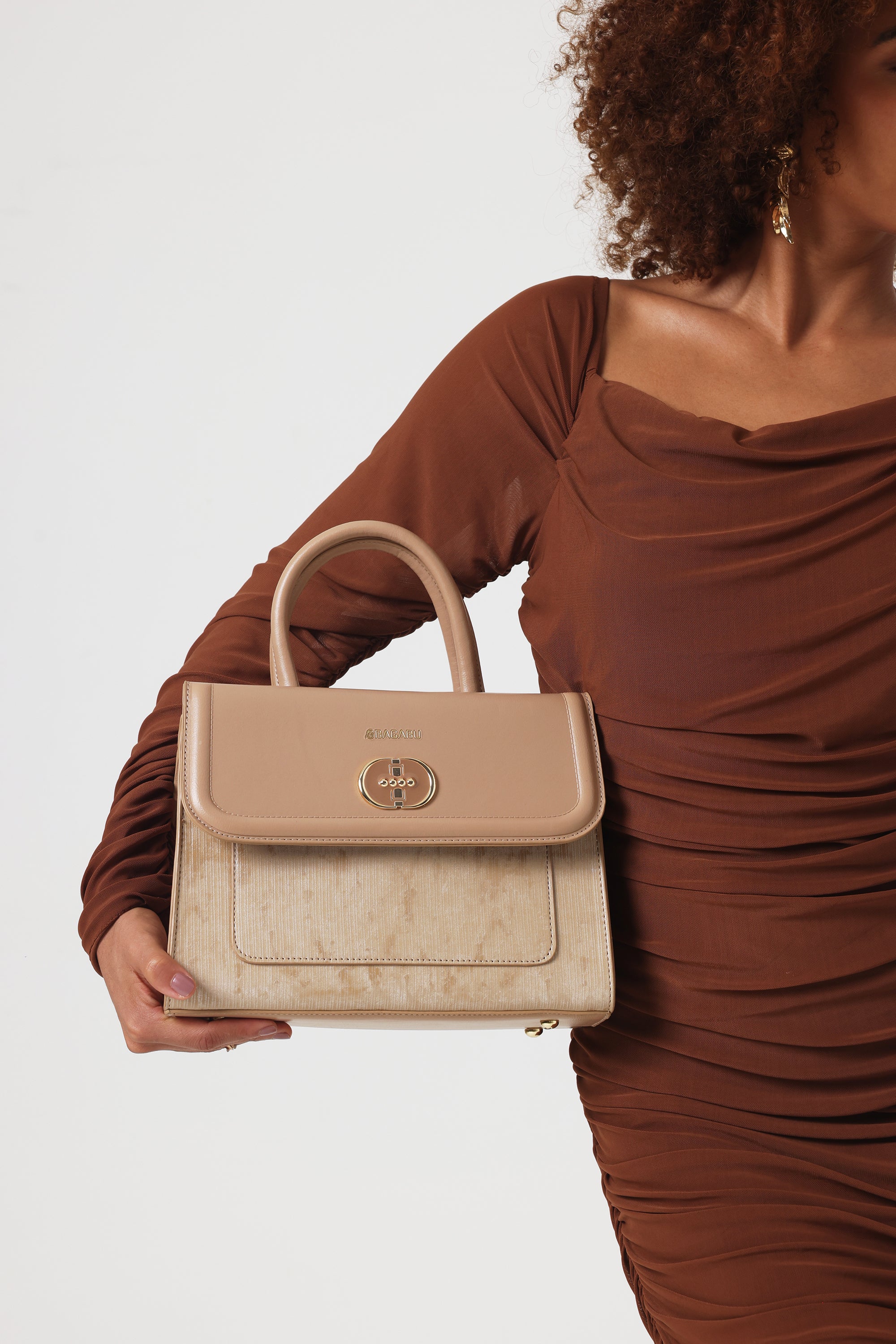 Meadow, Medium Vegan Leather Handbag (beige)