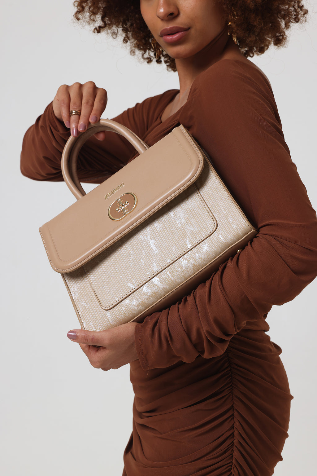 Meadow, Medium Vegan Leather Handbag (beige)