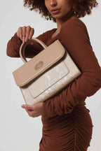Bagabu Elegant Knitted Fabric Satchel Handbag (Khaki)