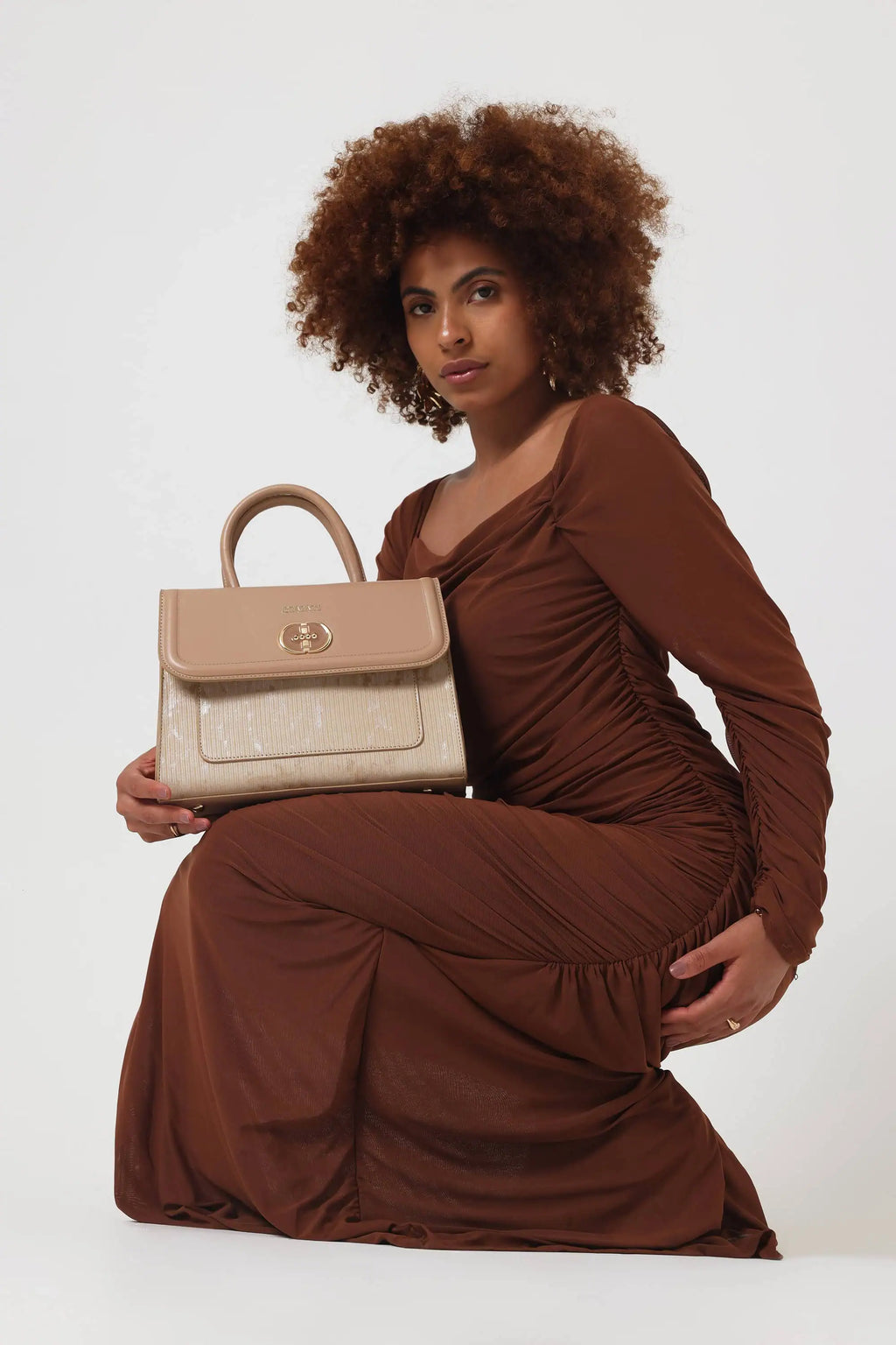 Bagabu Elegant Knitted Fabric Satchel Handbag (Khaki)
