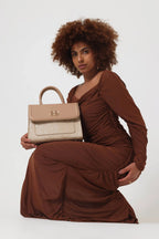 Bagabu Elegant Knitted Fabric Satchel Handbag (Khaki)