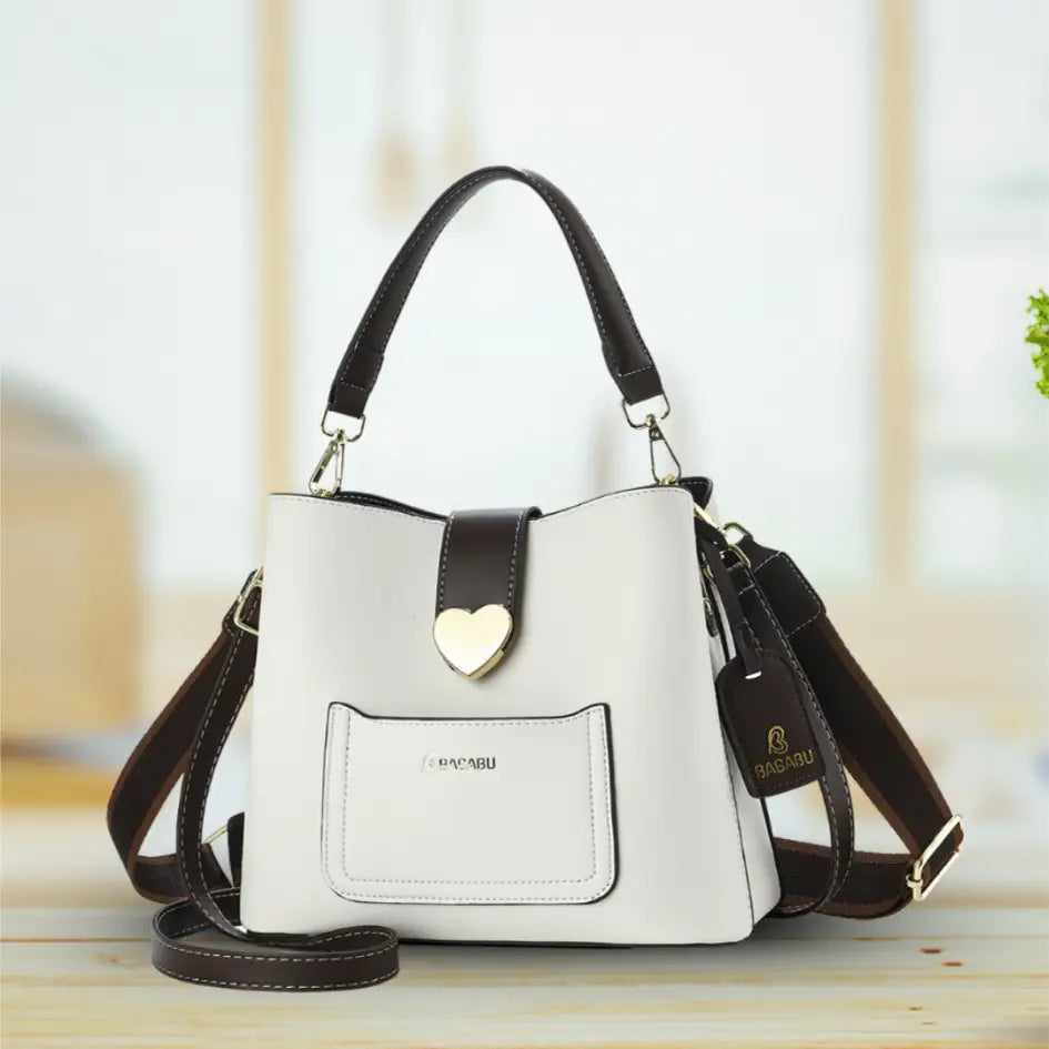 The Heart Locked Dual-Strap Handbag (White)