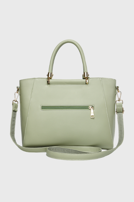 Verona Structured Vegan Leather Work Bag (Pastel Green)