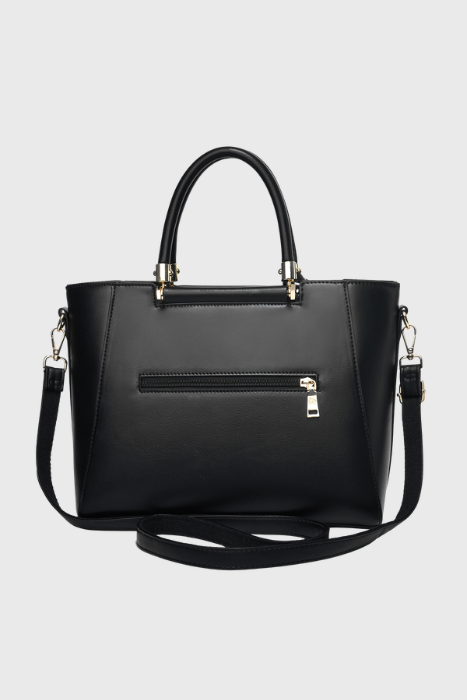 Verona Structured Vegan Leather Work Bag (Black)