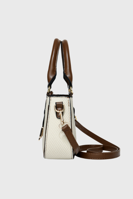 BAGABU Luxe Vegan Leather Structured Handbag (Beige)