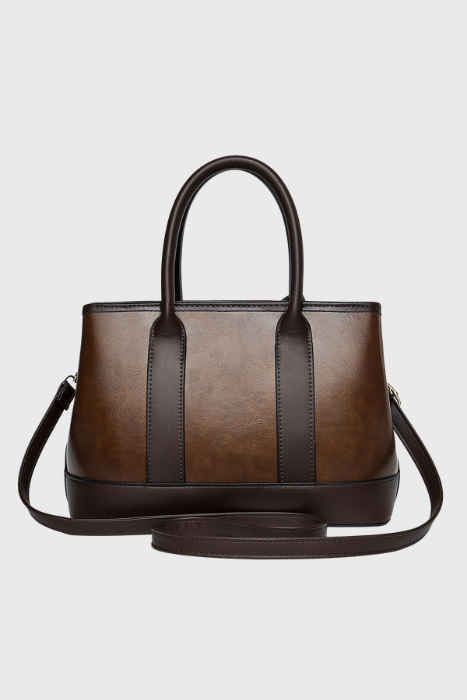 BAGABU Women's Premium Textured Vegan Leather Handbag Set with Wallet & Pouch (Coffee)
