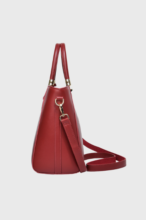Verona Structured Vegan Leather Work Bag (Red)