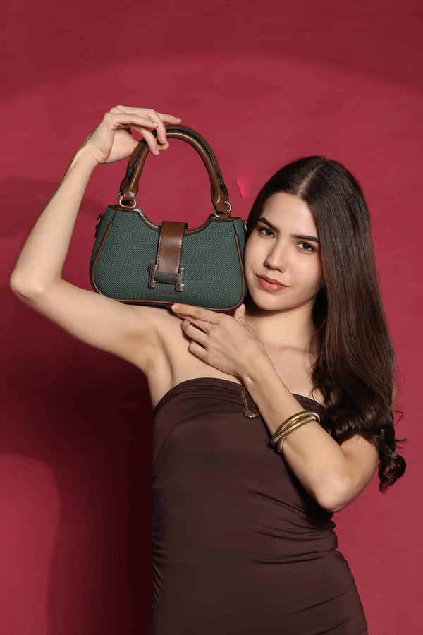 BAGABU Luxe Vegan Leather Structured Handbag (Green)