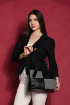 Quadra Luxe Premium Vegan Leather Tote Set (black)