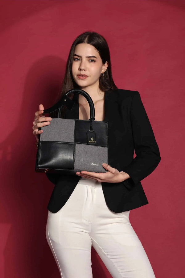Bagabu Quadra Luxe Premium Vegan Leather Tote Set (black)