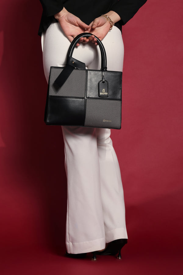 Quadra Luxe Premium Vegan Leather Tote Set (black)