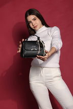Xena mini Premium vegan leather handbag (dark black)
