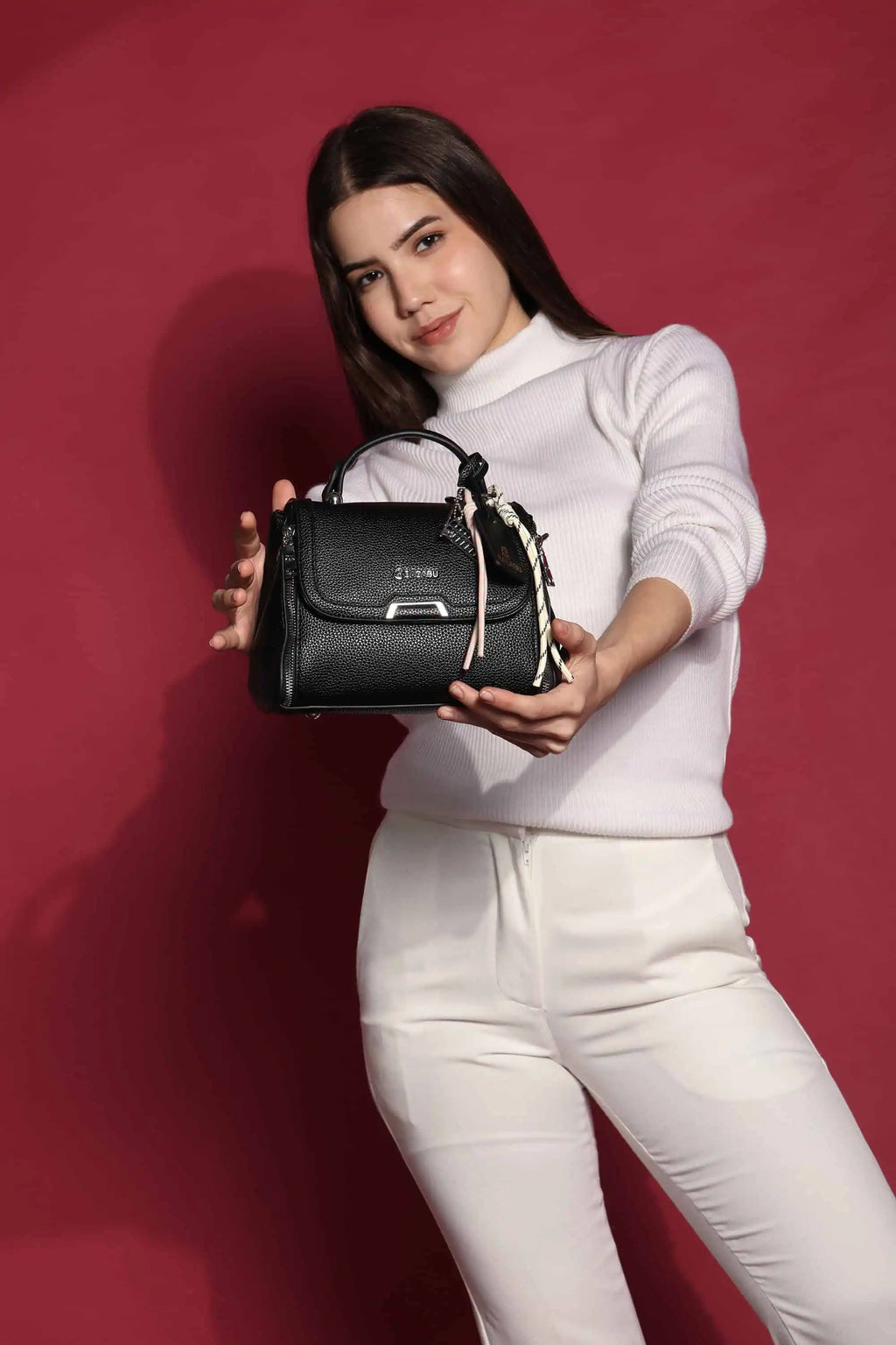 BAGABU Women's Premium Vegan Leather Satchel Handbag (Black)